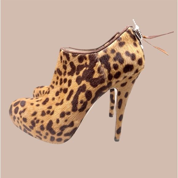 Miu Miu Leopard Print Ankle Bootie Brown Black High Heel 6 1/2 - Picture 11 of 11